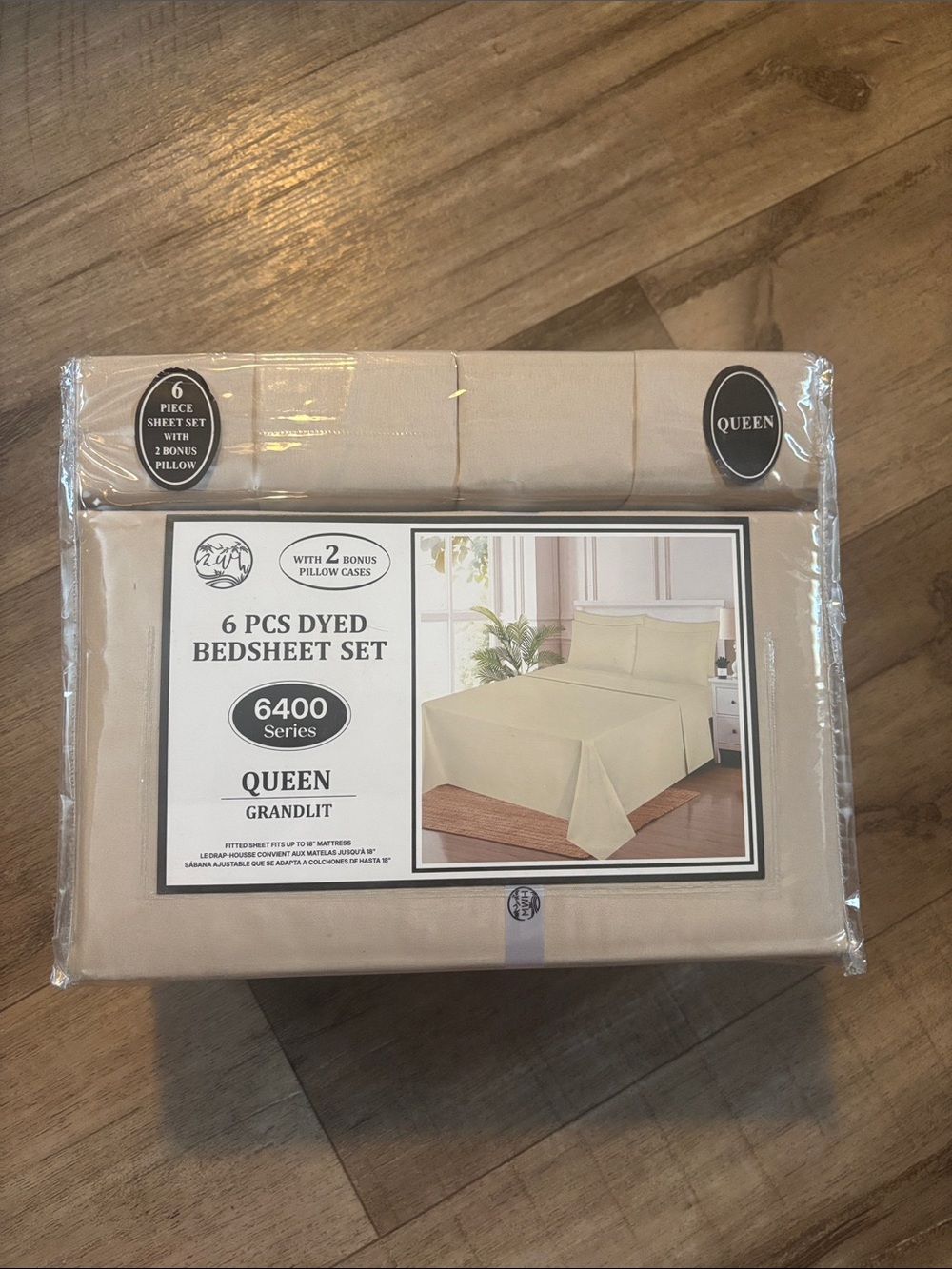 6-Piece Dyed Bed Sheet Set - Queen - Beige